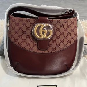 New Authentic Gucci Medium GG Canvas & Leather Shoulder Bag
